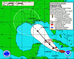 Gustav's current predicted track as of Friday morning.