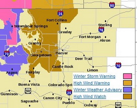 Much of the western and northern Front Range will be under a High Wind Watch starting tonight.
