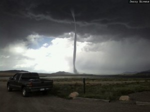 Tornadoes can even strike in mountain areas. In 2008 on August 23rd, this rope tornado struck Park County near Eleven Mile Reservoir. Image courtesy Jerry Bivens.