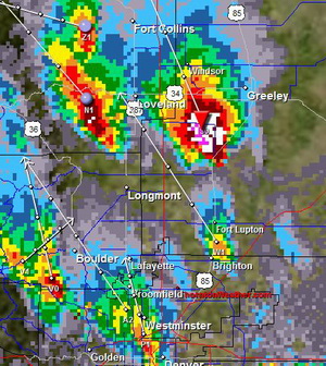 Radar image of tornado north of Denver