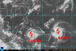 Satellite imagery of Gustav and Hanna.