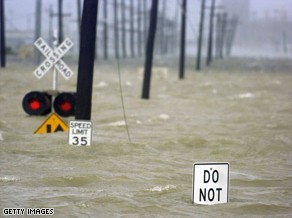 Water from the Industrial Canal floods a road in New Orleans after Hurricane Gustav made landfall Monday. Image courtesy Getty Images.