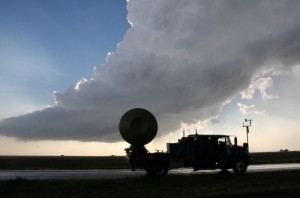 The Doppler On Wheels (DOW) surveys storm clouds looking for tornadoes.