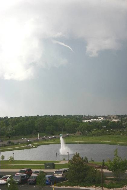 This funnel cloud was seen from the Thornton Civic Center (looking north) on June 10th.  Image courtesy Lisa Wilson, the City of Thornton.