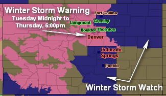 Colorado is staged to be struck by a major early winter storm Wednesday and Thursday.