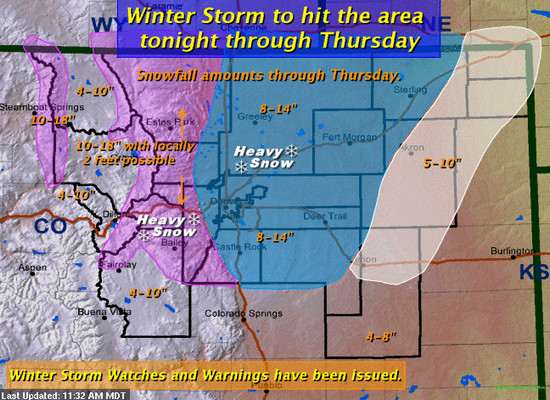 Forecast snow totals for storm