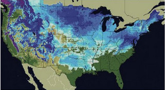 More than two thirds of the United States recorded snow no the ground on Friday.  (National Weather Service)