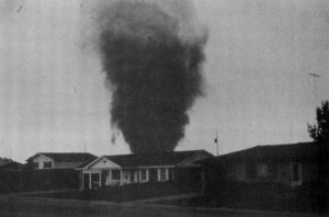 June 3, 1981 - An F2 tornado rips through the heart of Thornton, Colorado. (NCAR)