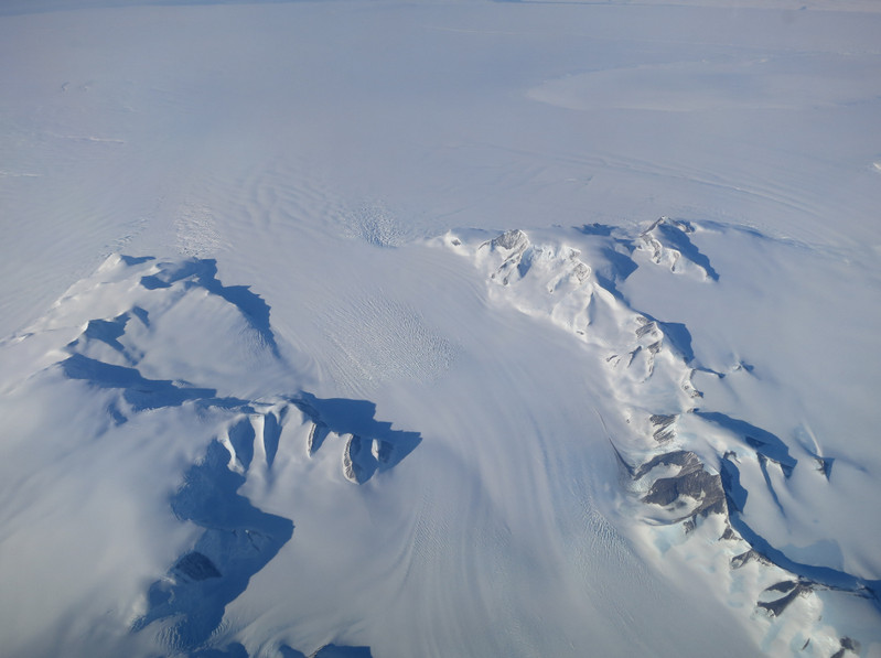 A new NASA study says that Antarctica is overall accumulating ice. Still, areas of the continent, like the Antarctic Peninsula photographed above, have increased their mass loss in the last decades. (NASA's Operation IceBridge)