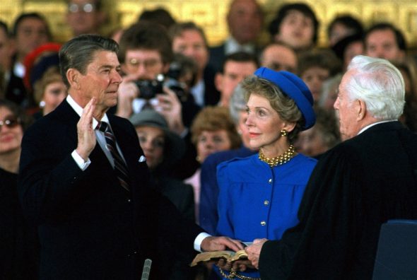 "President Ronald Reagan's swearing in was the coldest in history but there has been other notable weather on Inauguration Day. (White House)